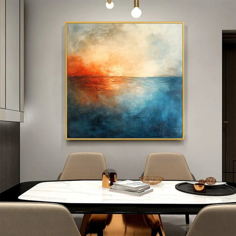 Fire & Tide – Modern Interior Decoration Abstract Ocean Horizon Wall Art