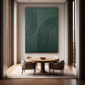 Emerald Echoes-Modern Minimalist Dark Green Curved Abstract Geometric Wall Art