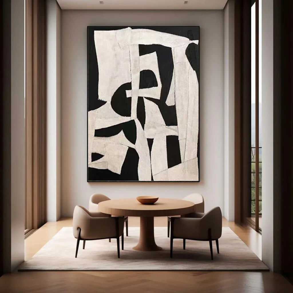 Abstract Harmony-Modern Minimalist Decoration Black and White Geometric Block Abstract Wall Art