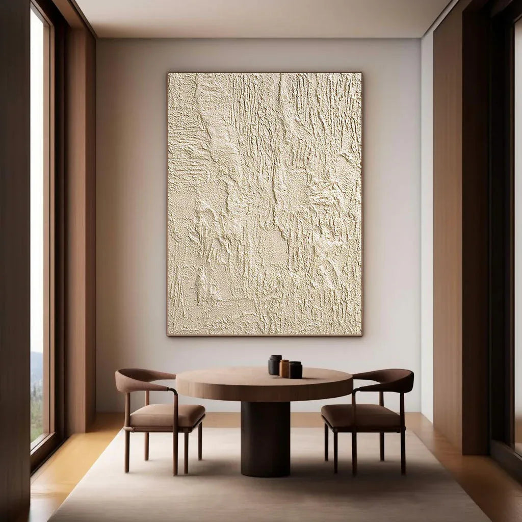 Beige Pulse-Abstract Textured Canvas Wall Art with Organic Patterns