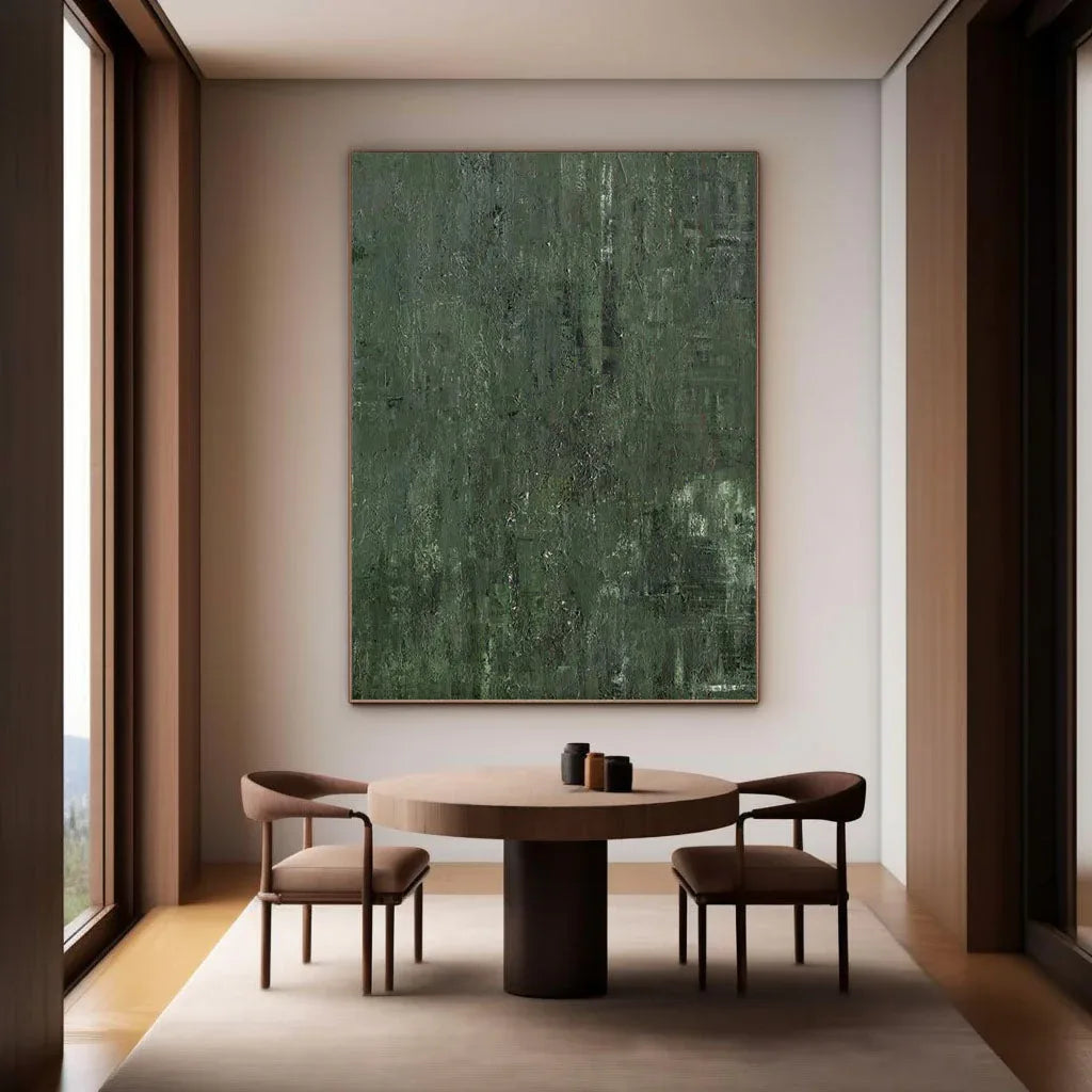 Forest Depths - Abstract Deep Green Texture Oil Painting Wall Art