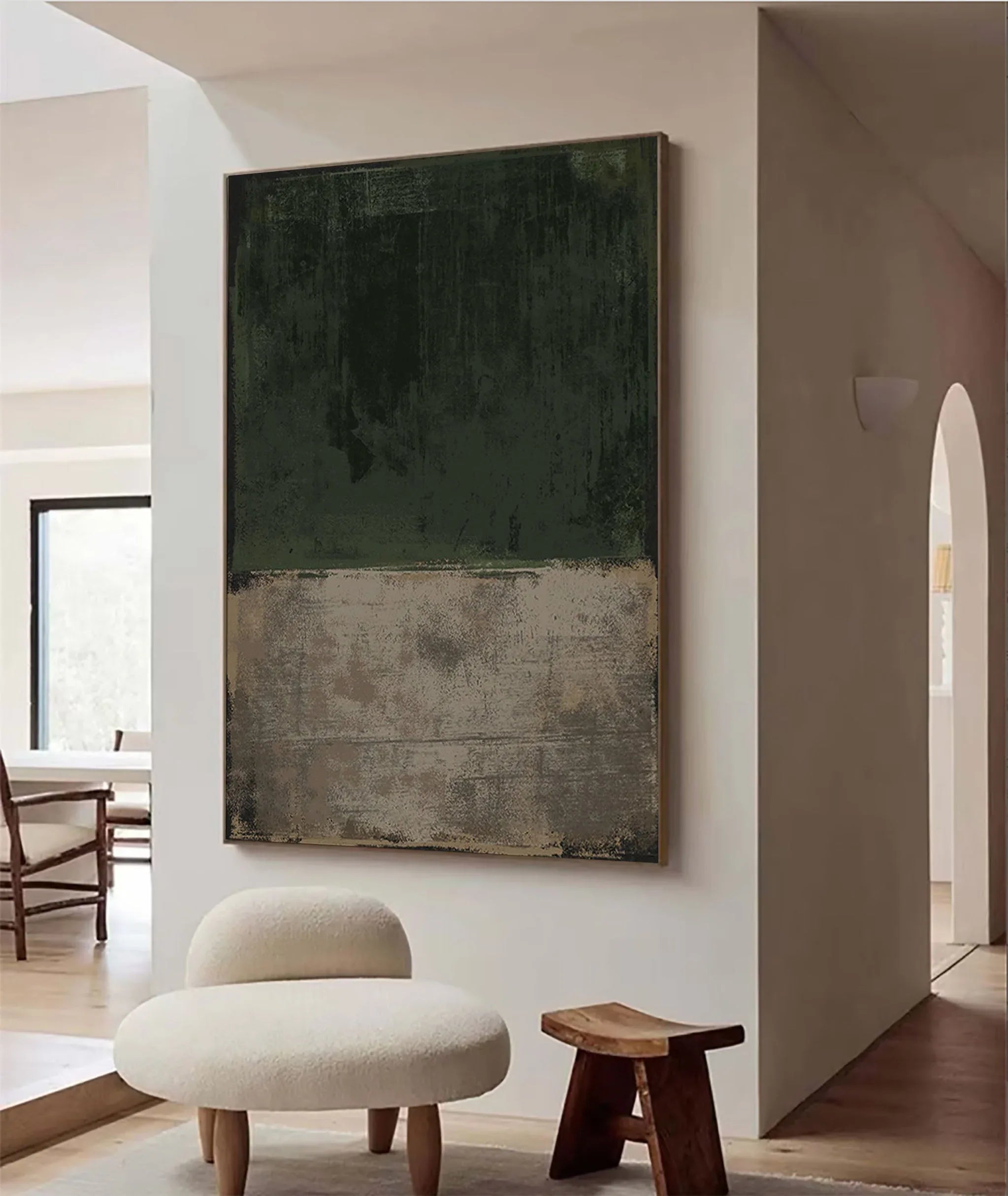 Echoes of Earth-Hand Drawn Minimalist Dual Color Block Vertical Wabi Sabi Wall Art