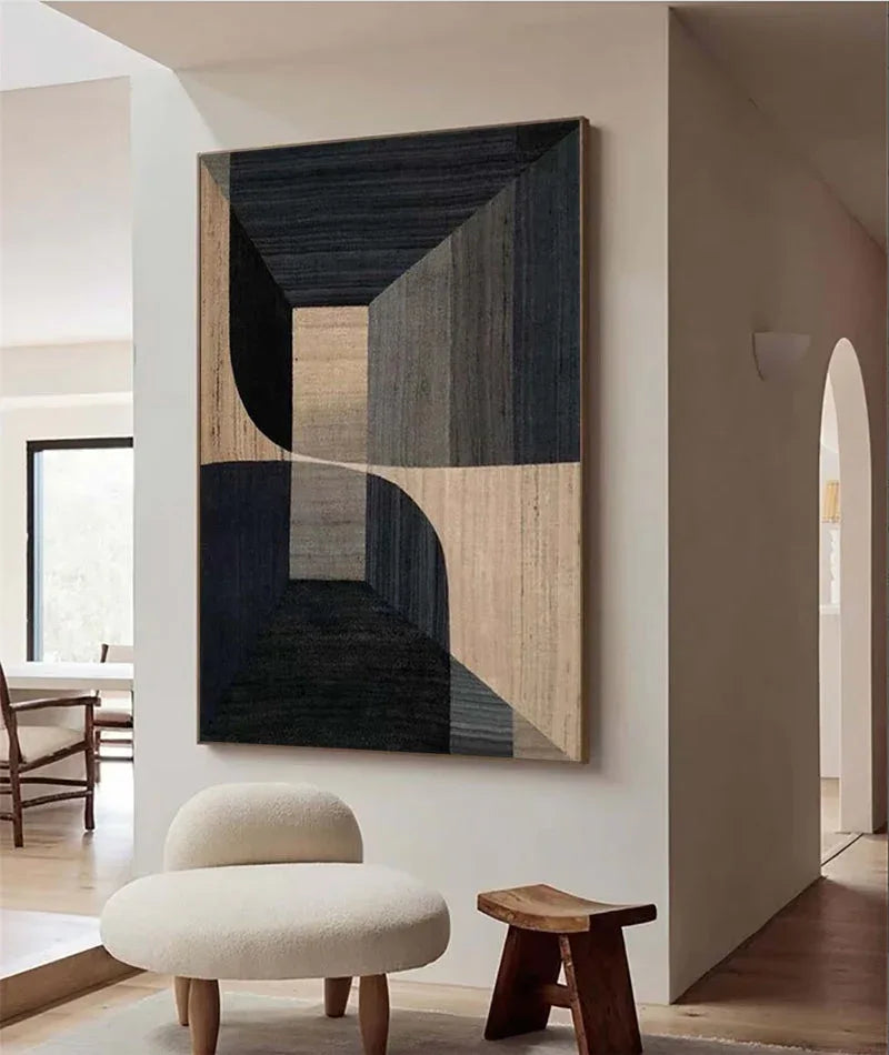 Geometric Tranquility-Geometric Space Abstract Wall Art with Extremely Simple Style