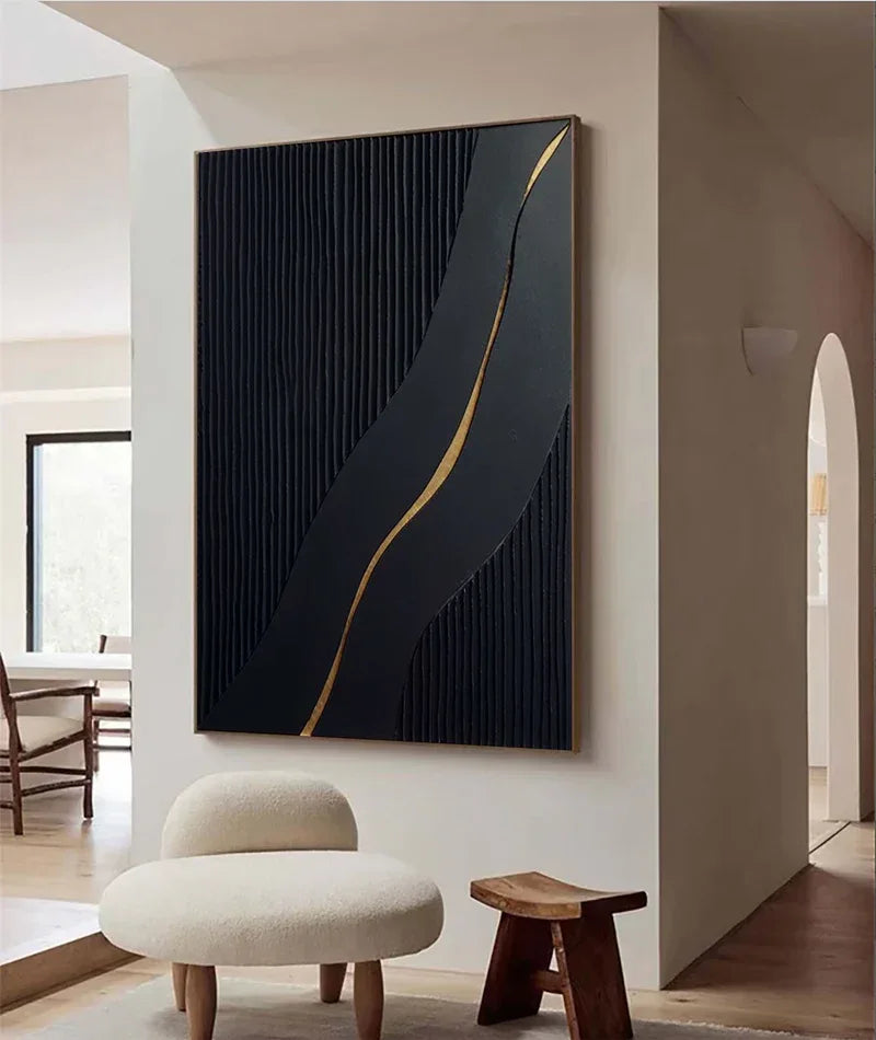 Golden Flow-Modern Minimalist 3D Golden Streamlined Texture Wall Art