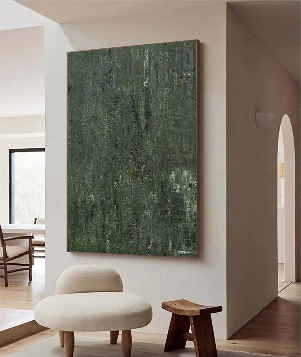 Forest Depths - Abstract Deep Green Texture Oil Painting Wall Art