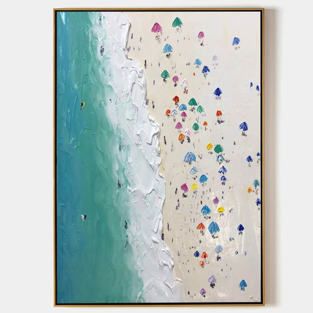 Shoreline Serenity-Vertical 3D Beach Abstract Texture Wall Art