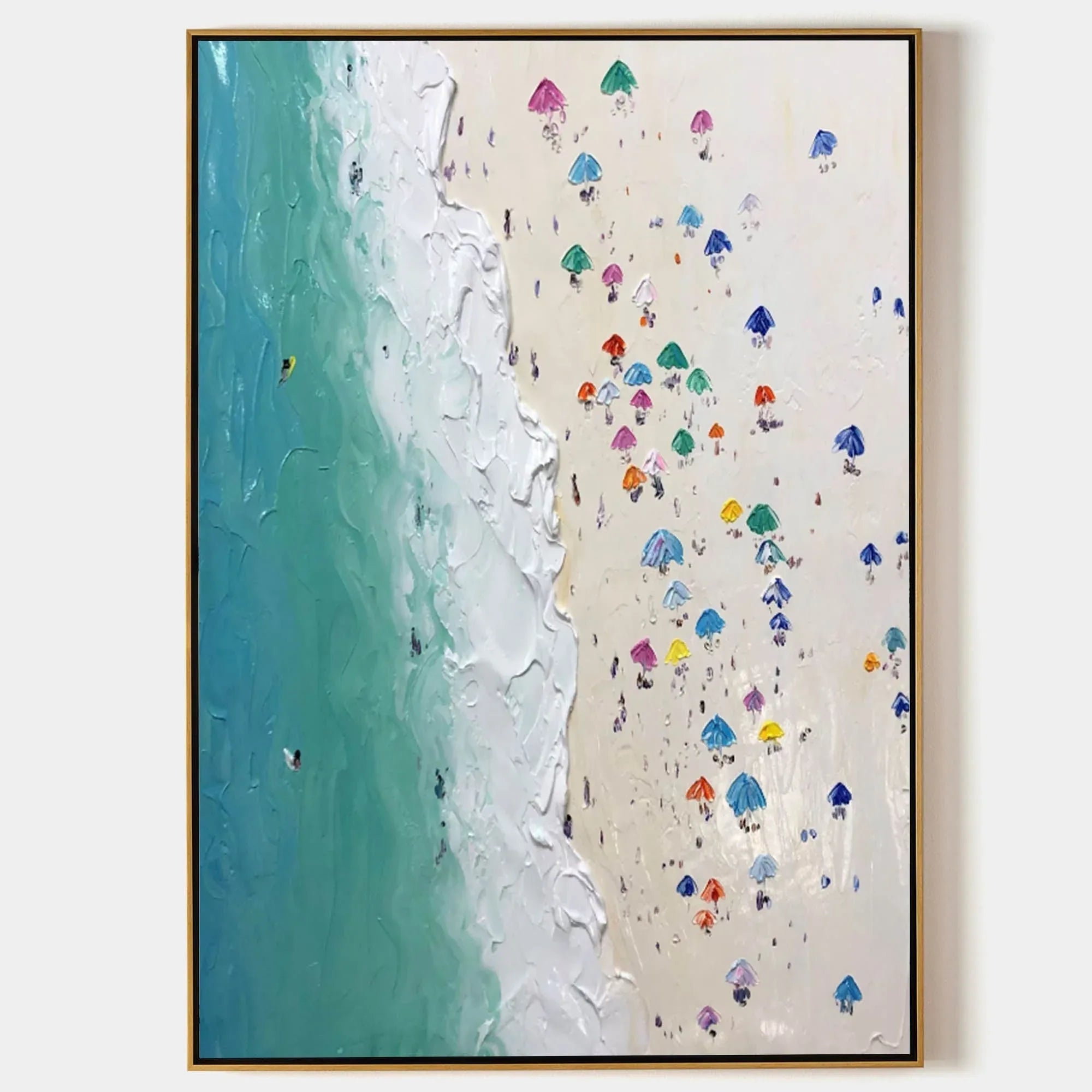Shoreline Serenity-Vertical 3D Beach Abstract Texture Wall Art