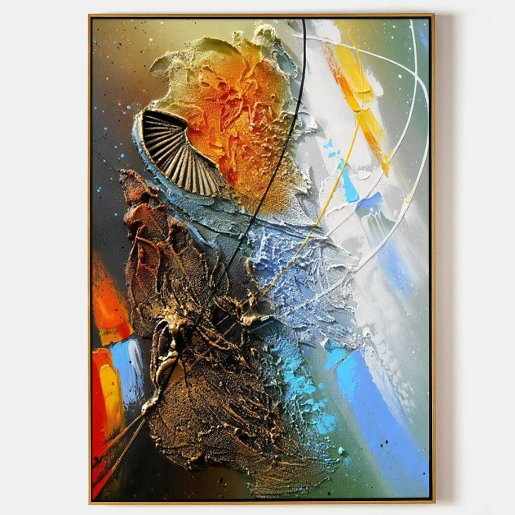 Cosmic Fusion-Multi Color Abstract Thick Painted Oil Painting Wall Art