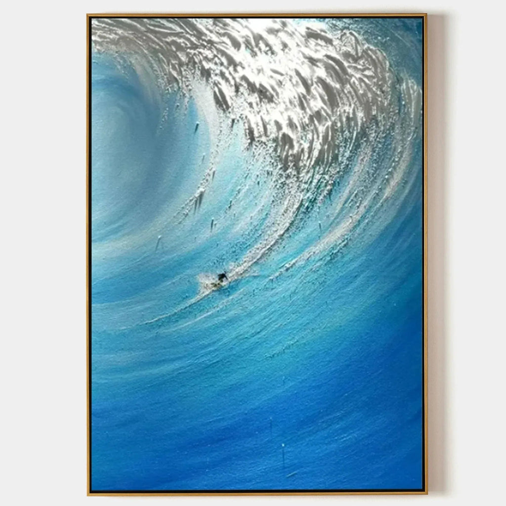 Ocean's Fury - Hand drawn 3D Wave Surfing Texture Wall Art