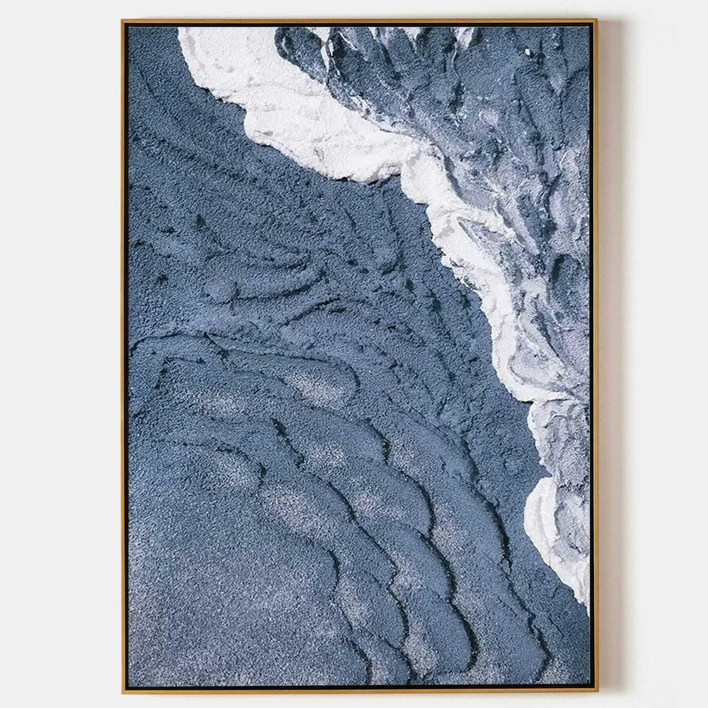 Blue Tide-Hand Drawn Three-Dimensional Wave Texture Wall Art