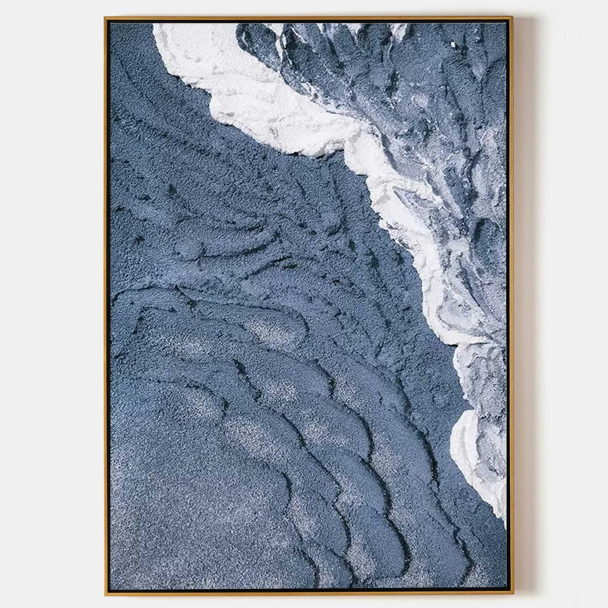 Blue Tide-Hand Drawn Three-Dimensional Wave Texture Wall Art