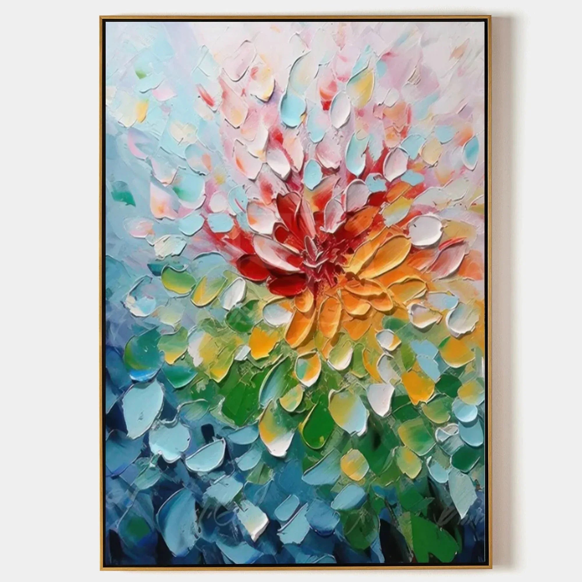 Blooming Radiance-Hand Drawn Color Three-Dimensional Flower Abstract Wall Art#FL10007