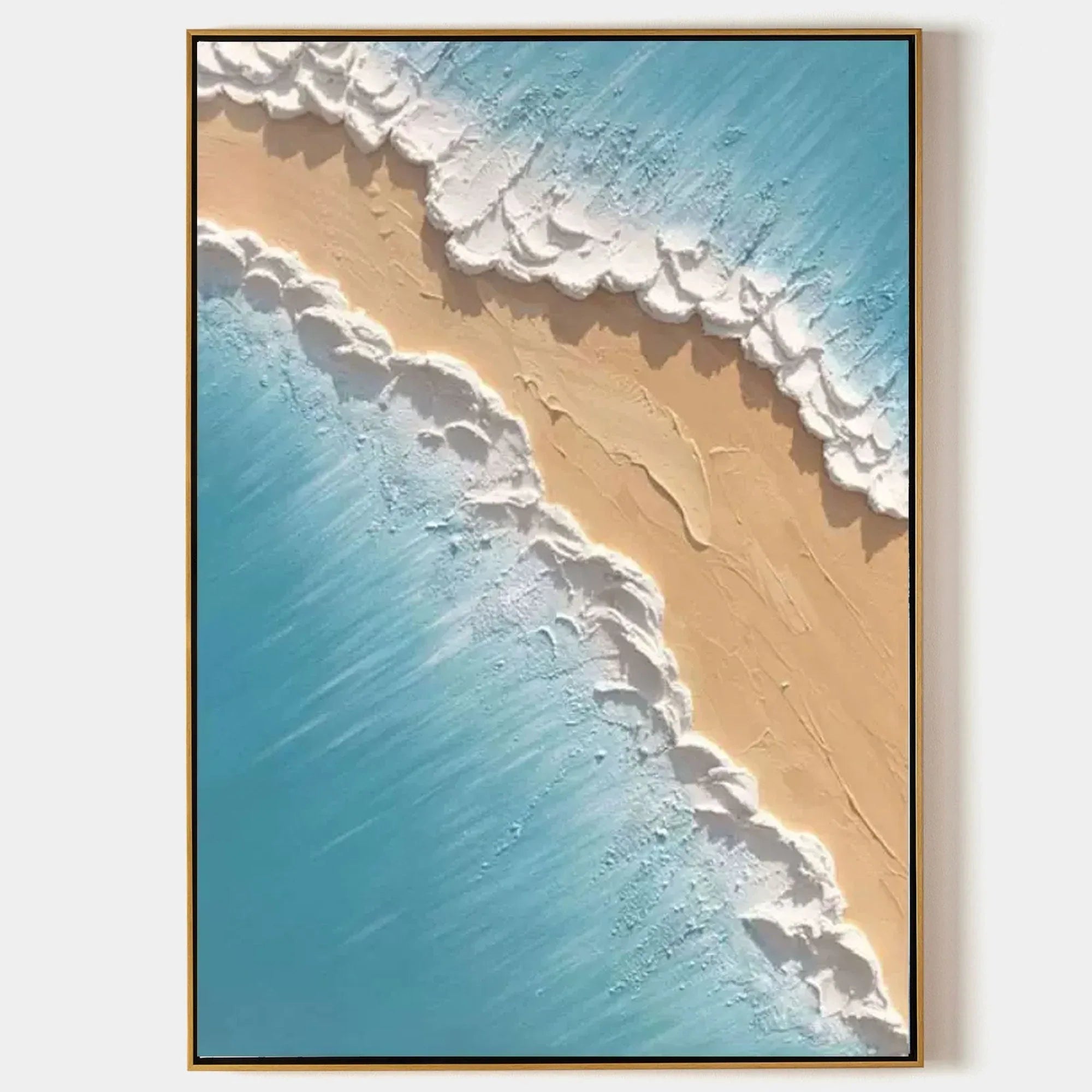Golden Shoreline Serenity-Thick Coated Tidal Beach Texture Wall Art