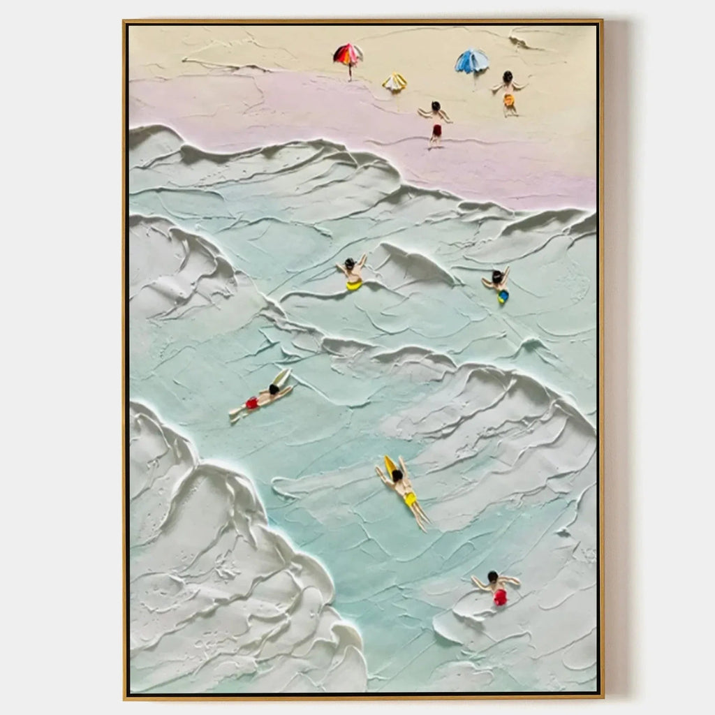 Coastal Bliss-Vertical Thick Coating Three-Dimensional Color Texture Abstract Wall Art