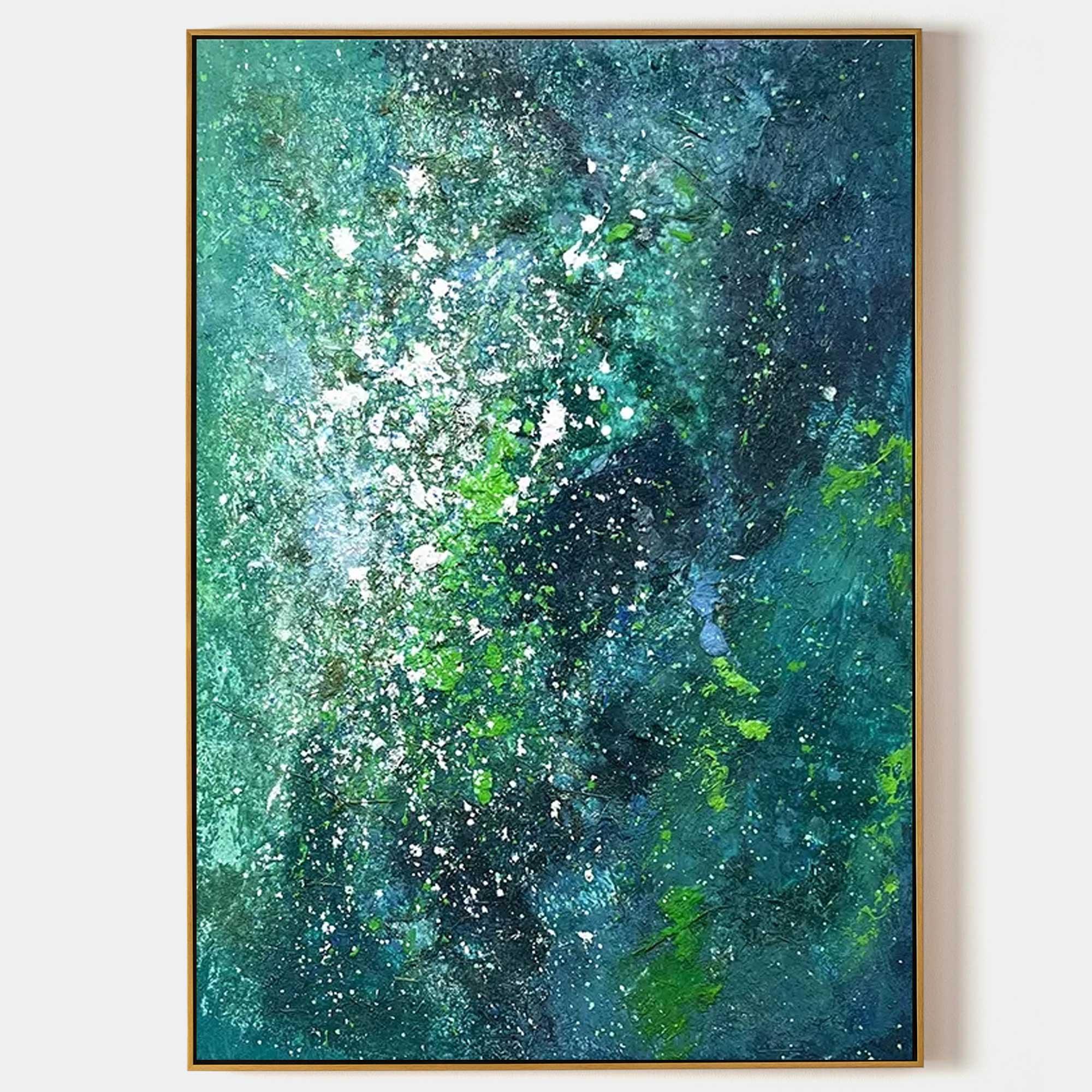 Emerald Cosmos-Hand-Painted Abstract Wall Art for Modern Interior Decoration