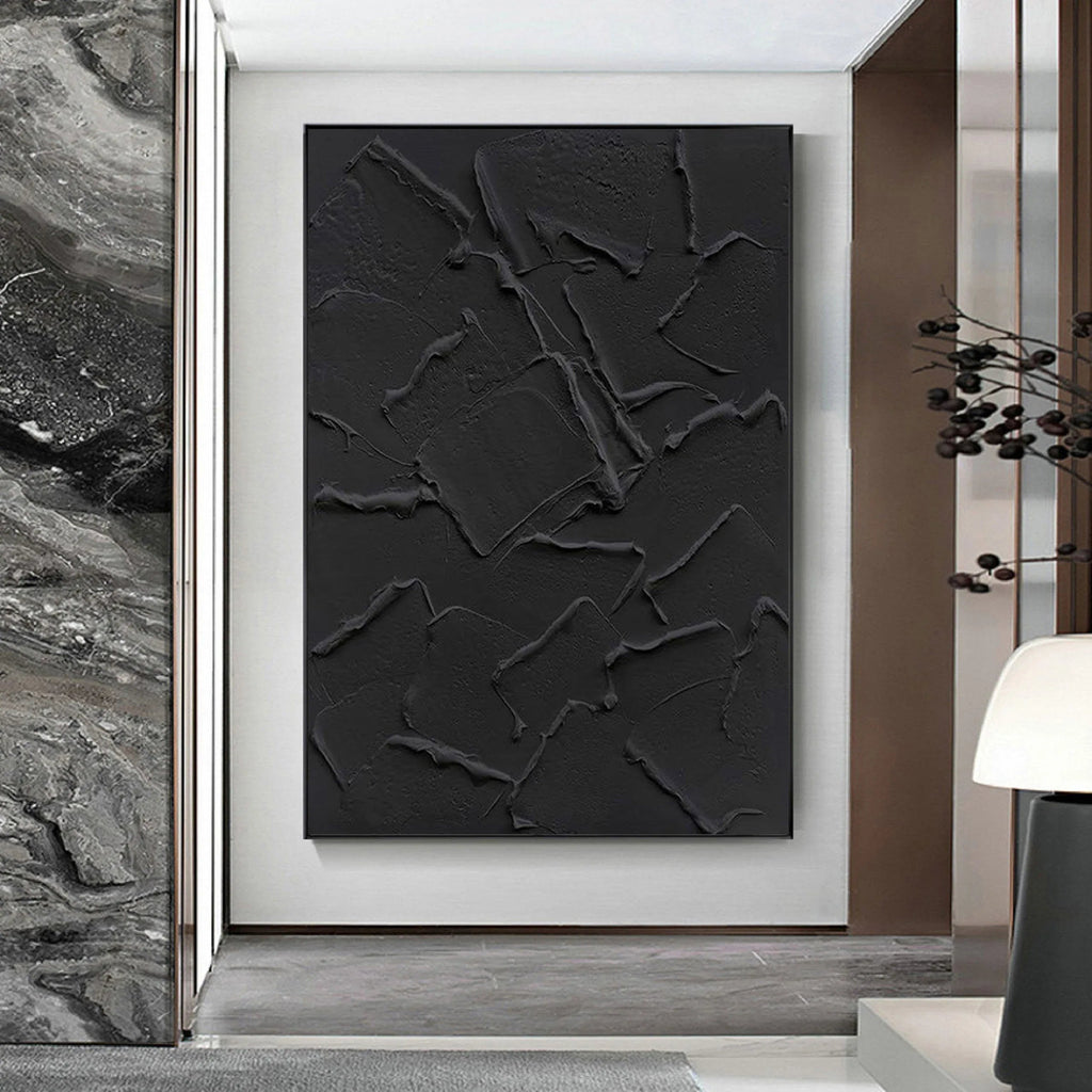 Shadow Layers-Minimalist pure black three-dimensional abstract wall art