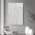 Minimalist Textured Layers-Minimalist Pure White Line Texture Wall Art