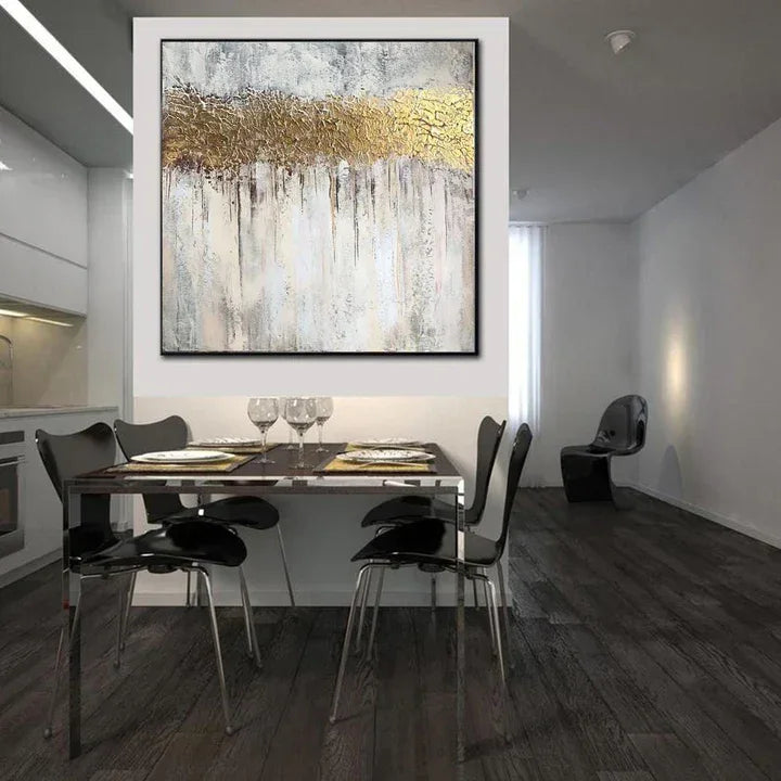 Golden Dream-Modern Three-Dimensional Gold-Plated Waterfall Texture Oil Painting Wall Art