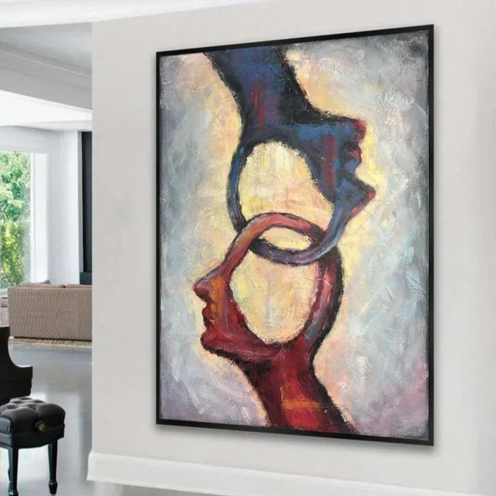 Interlocked Minds-Modern Abstract Consciousness Blending Ring Texture Wall Art