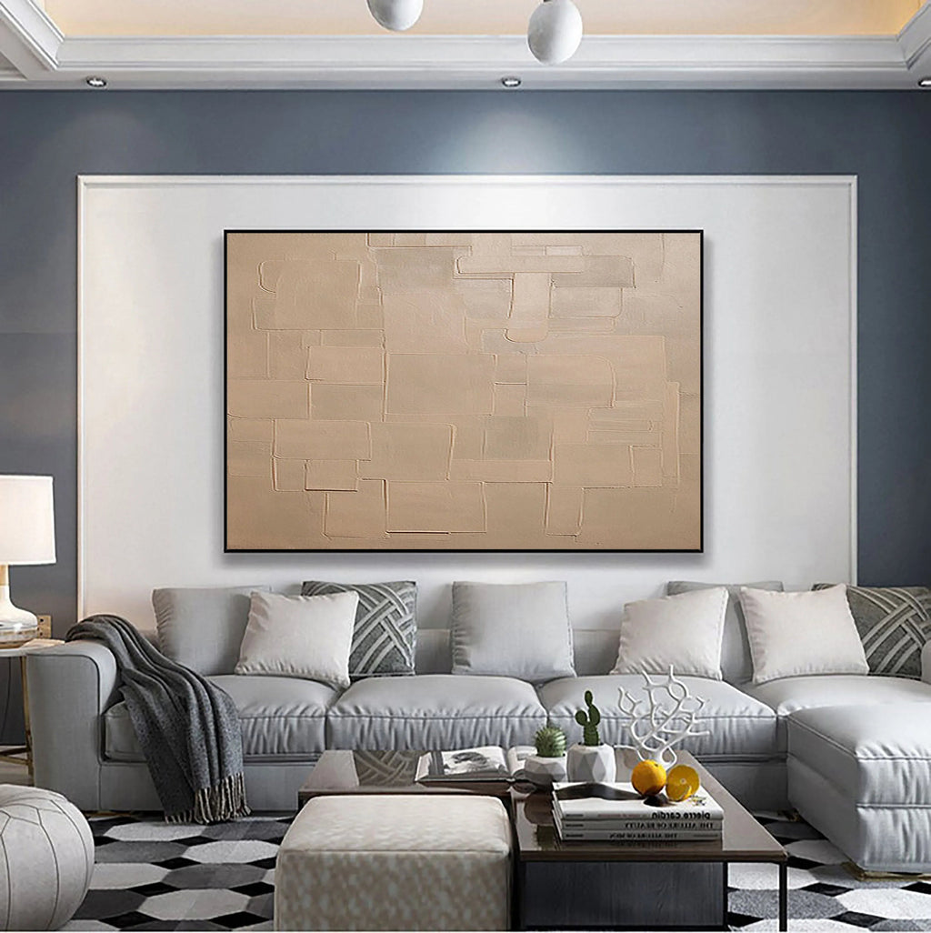 Pale Block Echo-Minimalist Light Brown Geometric Block Texture Wall Art