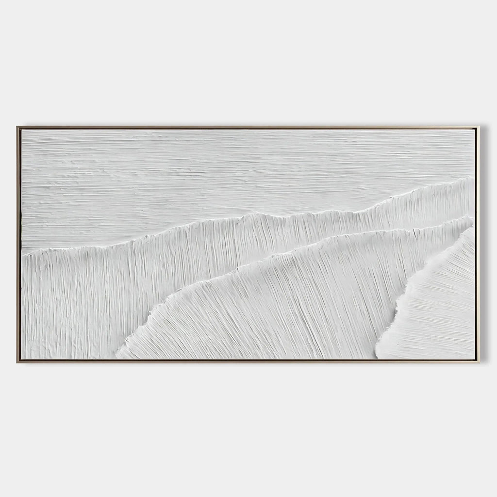 Ivory Serenity Horizons-Modern Minimalist Pure White Texture Abstract Wall Art