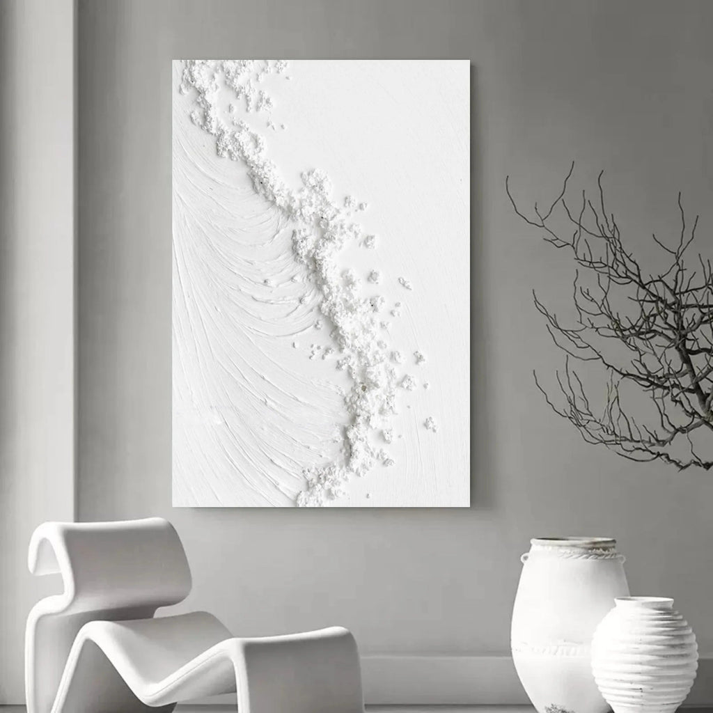 Frosted Harmony Drift-Modern Minimalist Flowing Wave Texture Wall Art