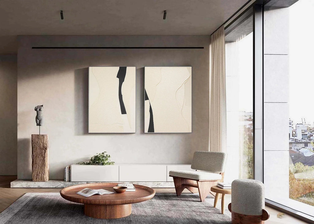Modern Silhouettes SET OF 2-Minimalist Abstract Texture Symmetrical Wall Art