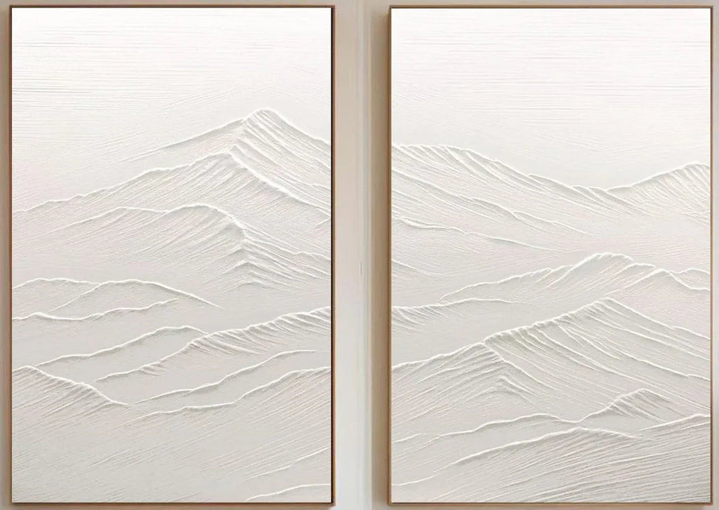 Ethereal Peaks Diptych SET OF 2-Wabi-Sabi Mountain Texture Wall Art
