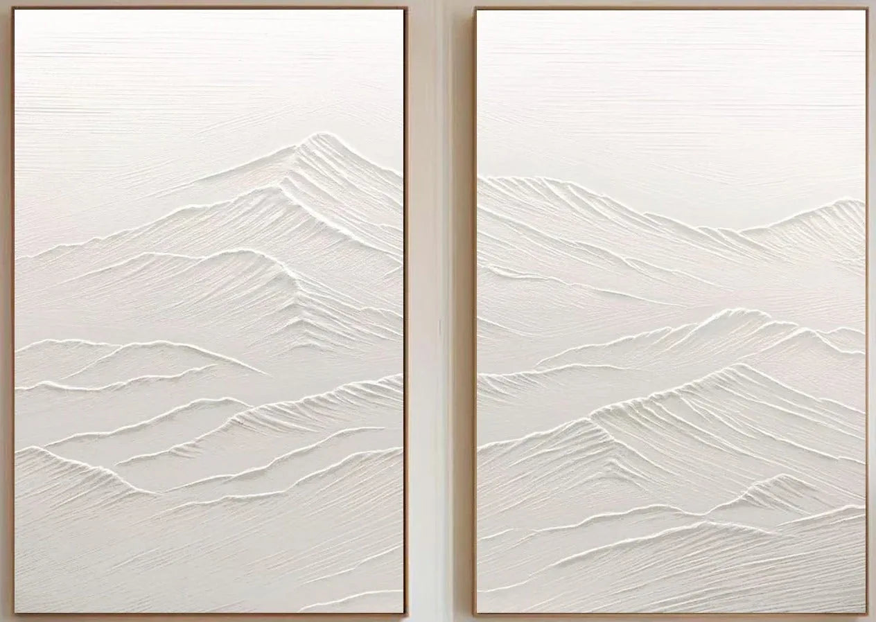 Ethereal Peaks Diptych SET OF 2-Wabi-Sabi Mountain Texture Wall Art