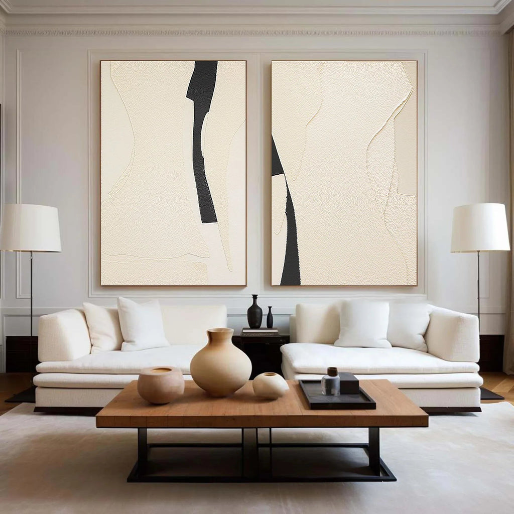Modern Silhouettes SET OF 2-Minimalist Abstract Texture Symmetrical Wall Art
