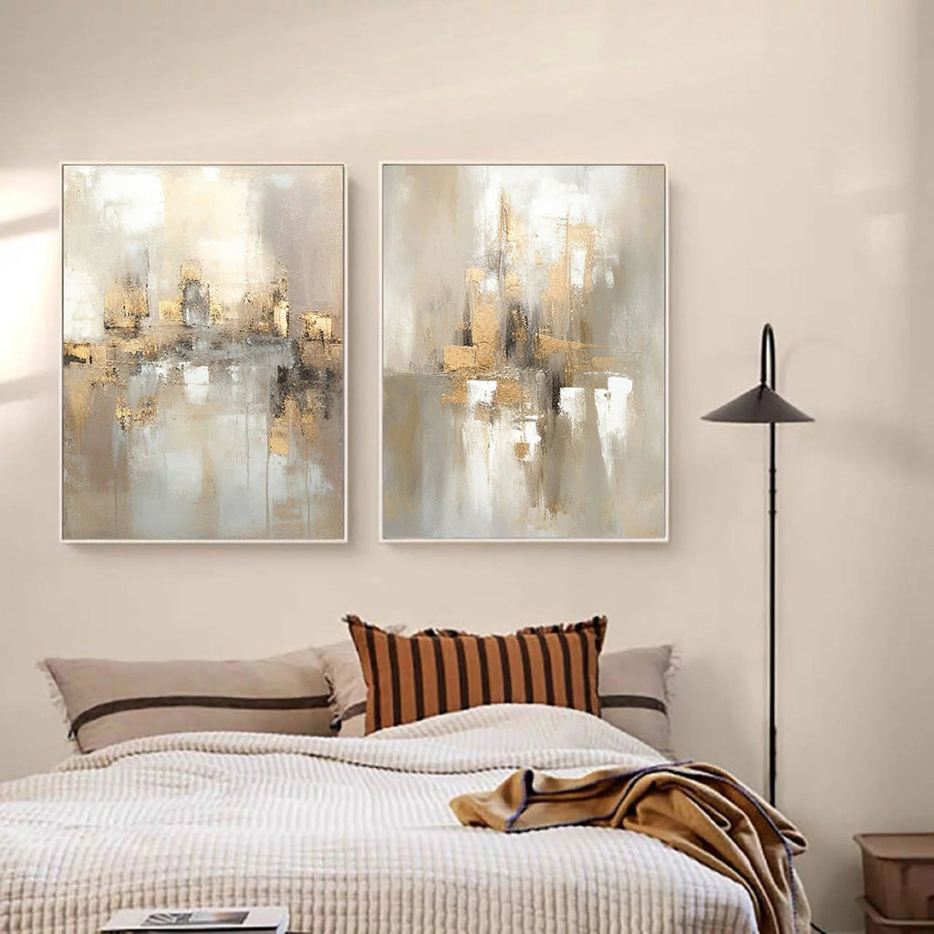 City Reflection-Modern Interior Design Abstract Urban Landscape Texture Wall Art SET OF 2