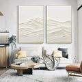 Horizon Drift SET OF 2-Wabi Sabi Style Symmetrical Shallow Rice Mountain Texture Wall Art