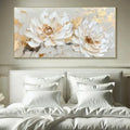 Golden Ivory Blossoms – Modern Hand-Painted 3D Floral Texture Wall Art