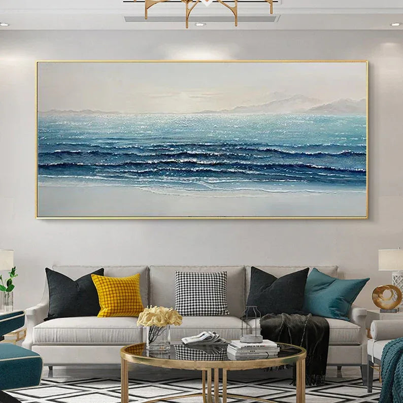 Silent Waves-Modern Home's Three-Dimensional Sea View Texture Wall Art