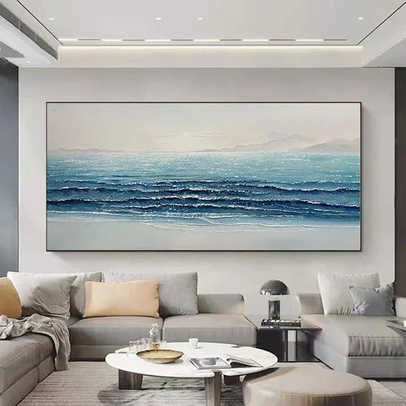 Silent Waves-Modern Home's Three-Dimensional Sea View Texture Wall Art