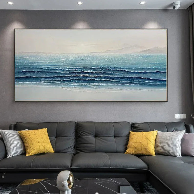 Silent Waves-Modern Home's Three-Dimensional Sea View Texture Wall Art
