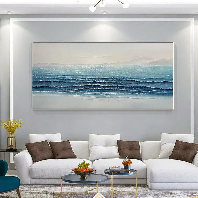 Silent Waves-Modern Home's Three-Dimensional Sea View Texture Wall Art