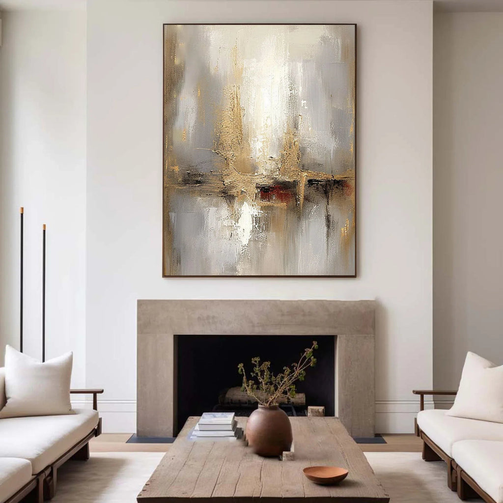 Golden Horizons - Gold, Silver and Grey Abstract Texture Wall Art