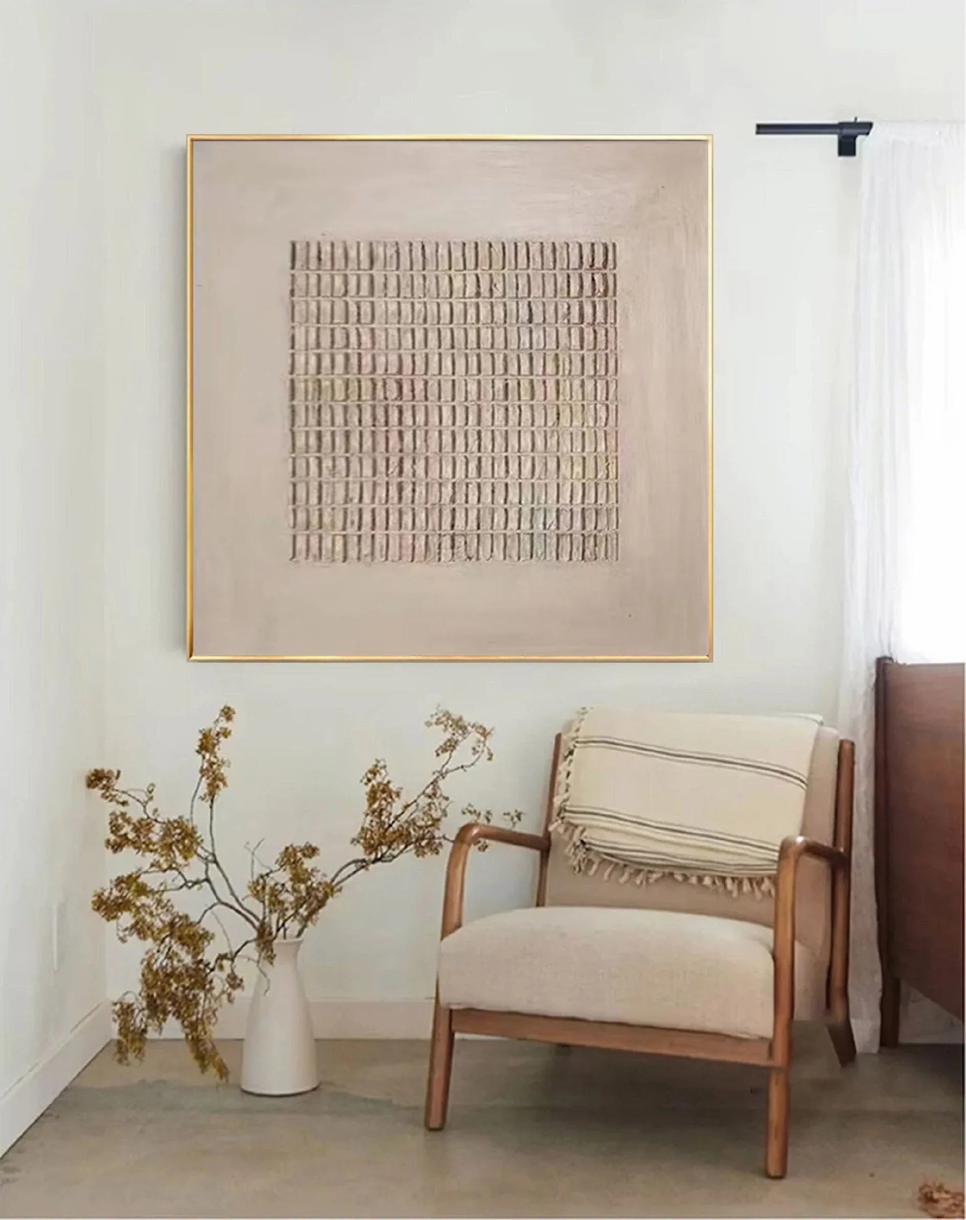 Grid Pulse-Modern Minimalist Texture Grid Wall Art With Subtle Depth#WB11001