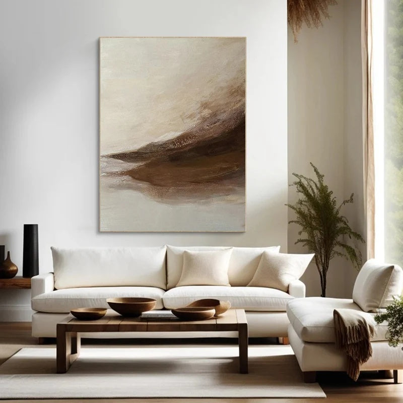 Quiet Earth Flow – Handcrafted Textured Abstract Oil Painting#AB14142