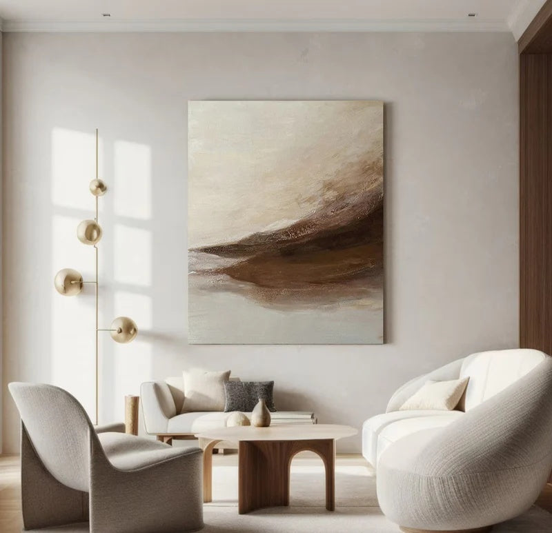 Quiet Earth Flow – Handcrafted Textured Abstract Oil Painting#AB14142