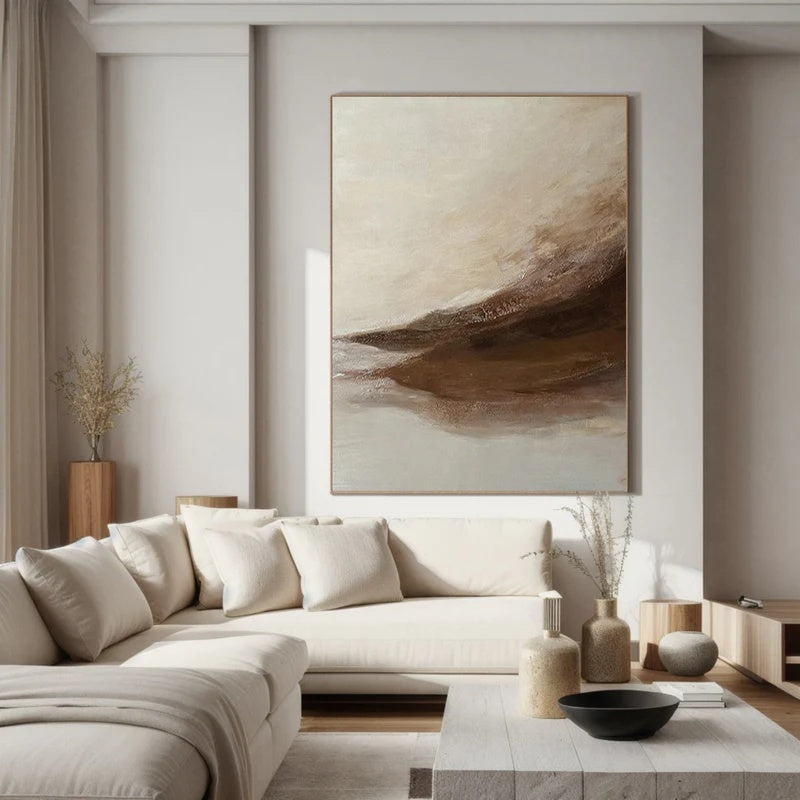 Quiet Earth Flow – Handcrafted Textured Abstract Oil Painting#AB14142