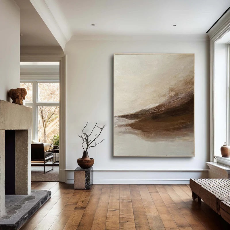 Quiet Earth Flow – Handcrafted Textured Abstract Oil Painting#AB14142
