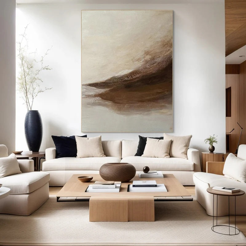 Quiet Earth Flow – Handcrafted Textured Abstract Oil Painting#AB14142
