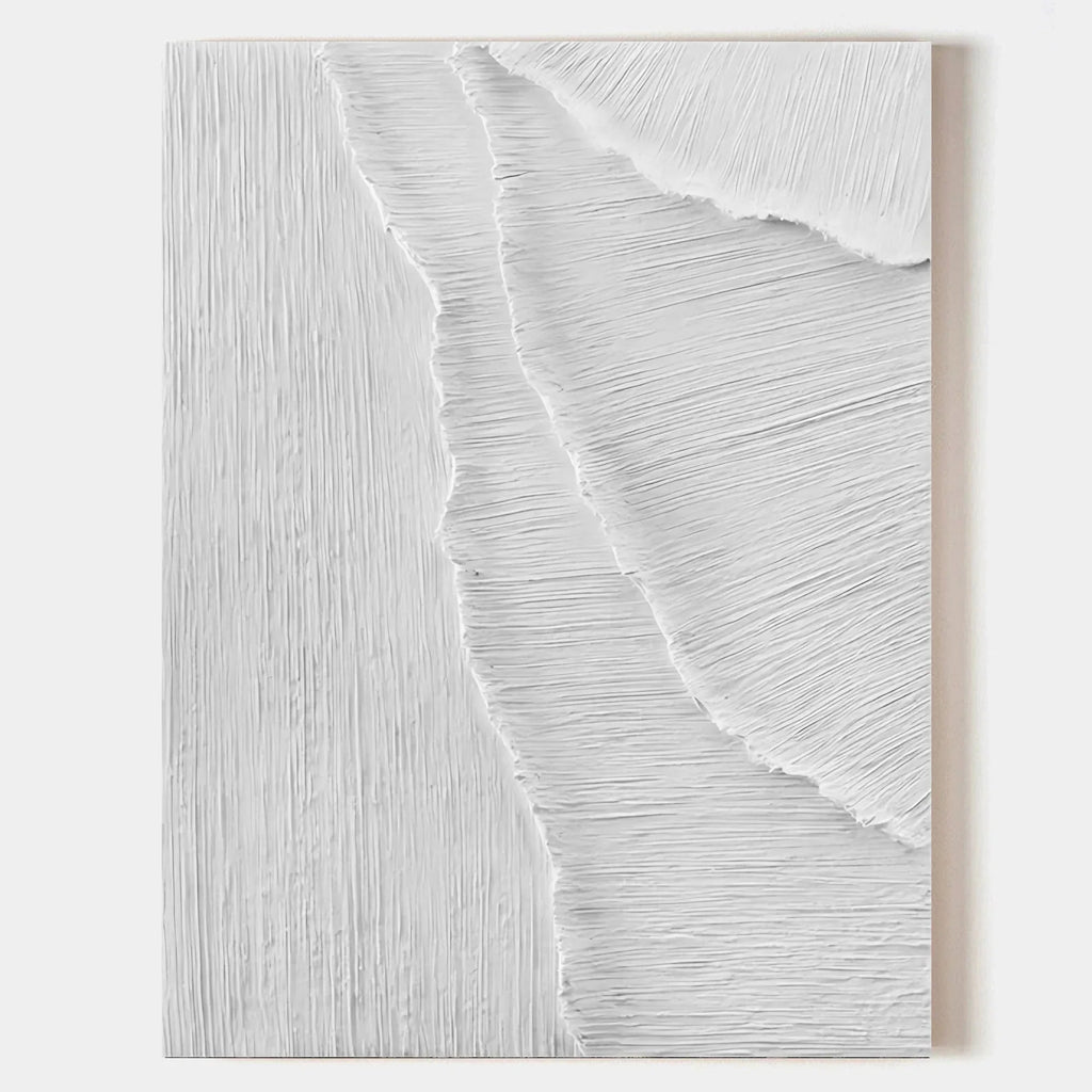 Minimalist Textured Layers-Minimalist Pure White Line Texture Wall Art
