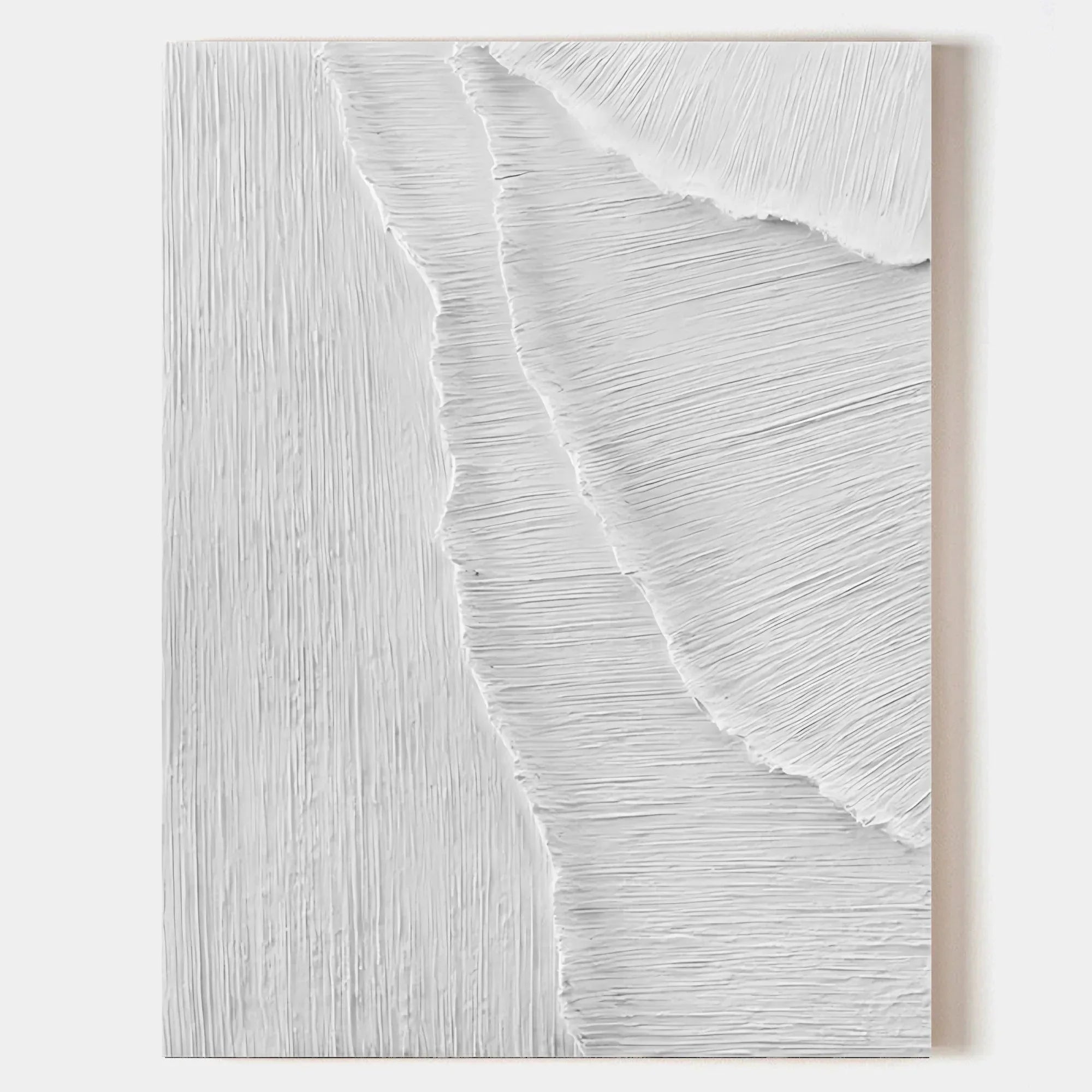 Minimalist Textured Layers-Minimalist Pure White Line Texture Wall Art