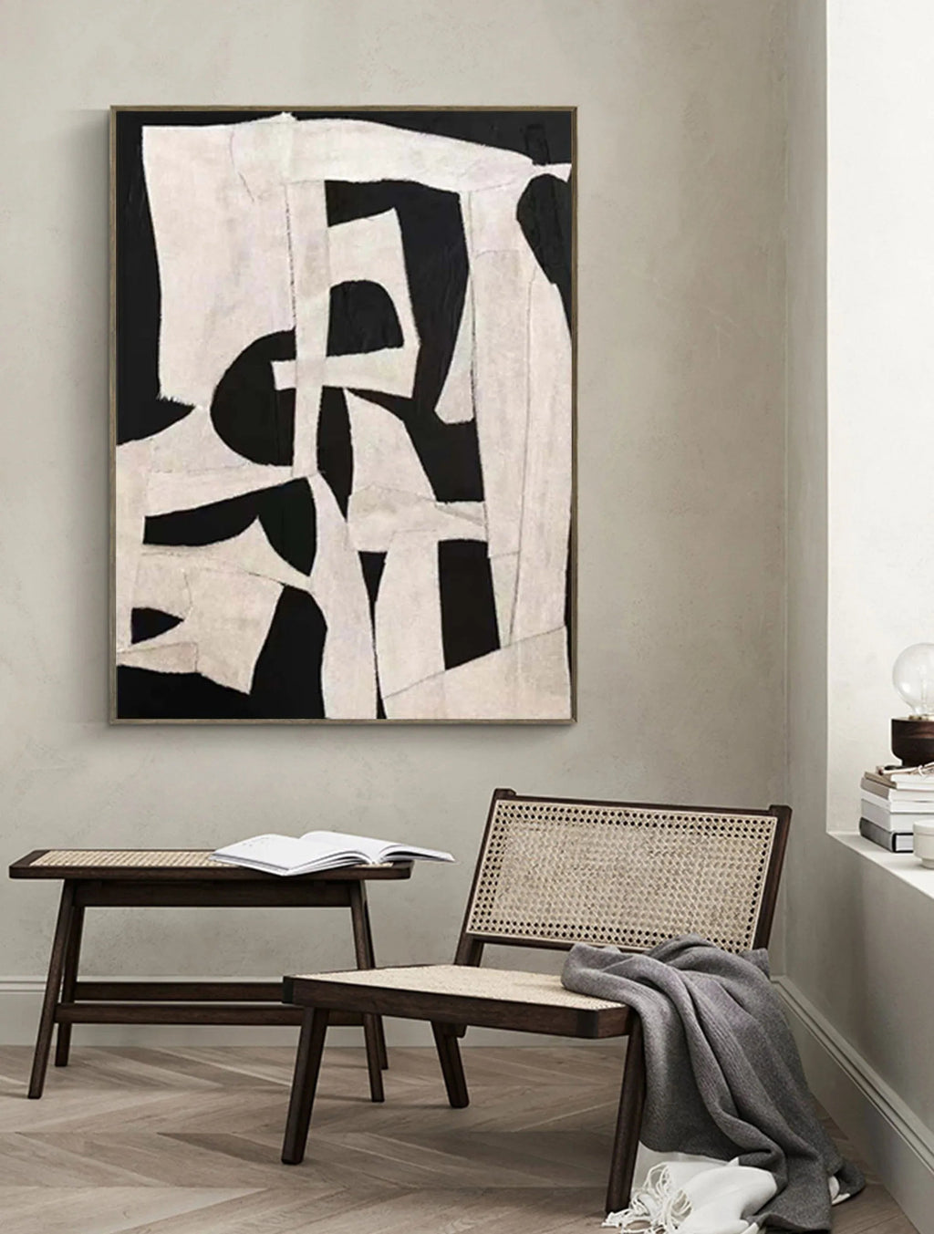 Abstract Harmony-Modern Minimalist Decoration Black and White Geometric Block Abstract Wall Art