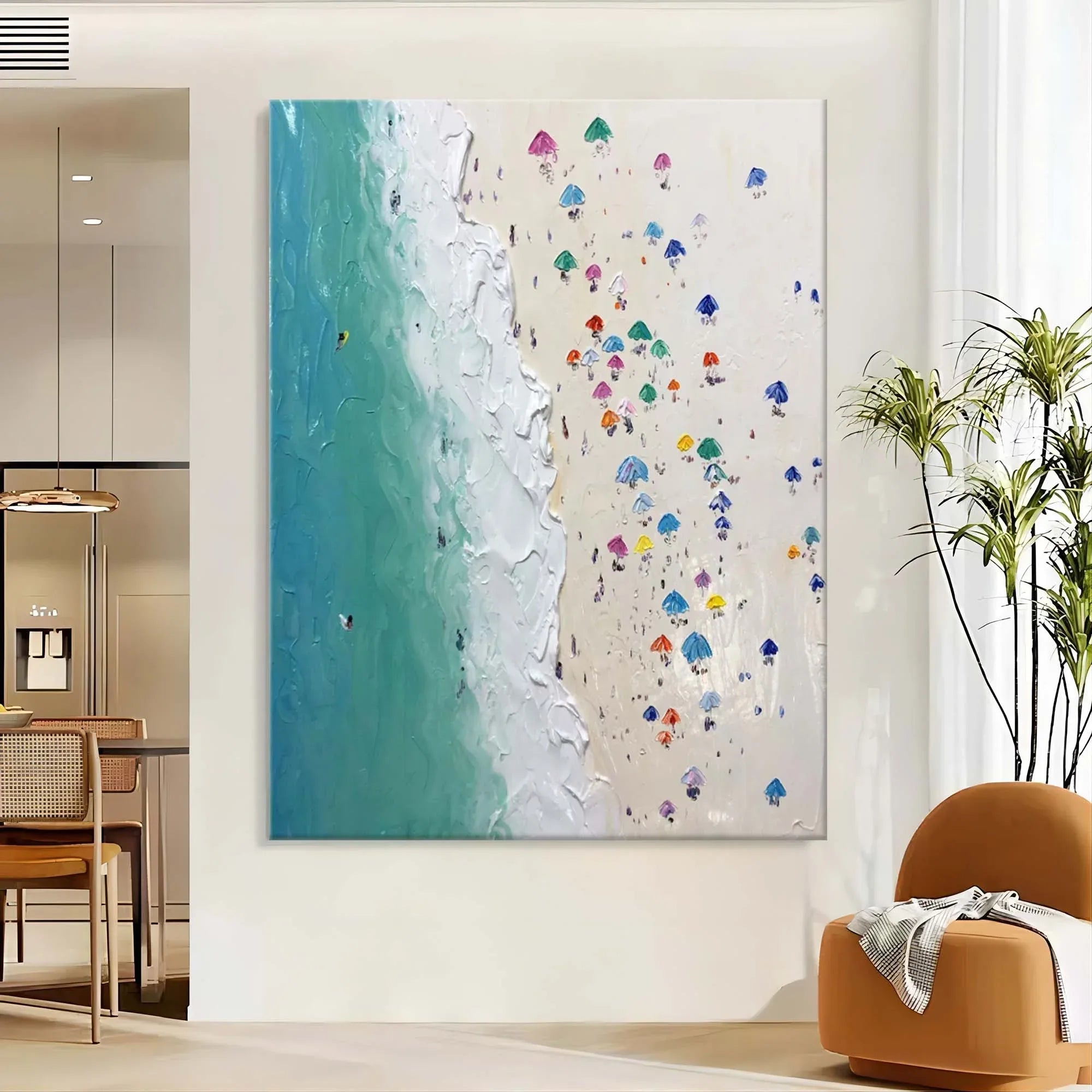 Shoreline Serenity-Vertical 3D Beach Abstract Texture Wall Art