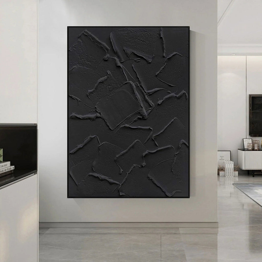 Shadow Layers-Minimalist pure black three-dimensional abstract wall art
