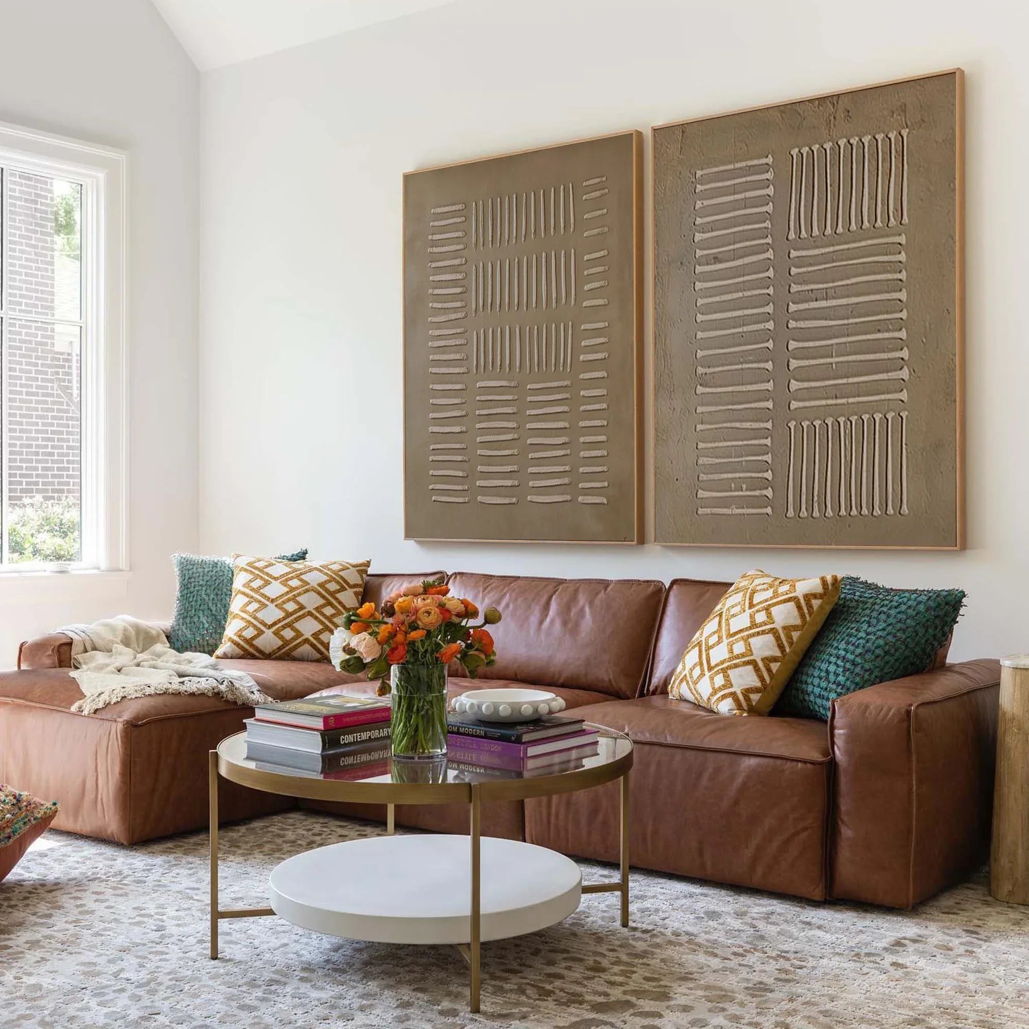 Linear Balance-Textured Abstract Canvas Duo SET OF 2